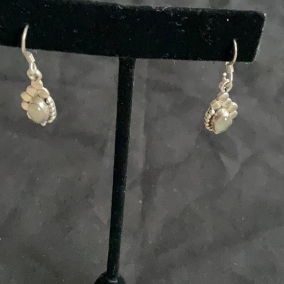 VINTAGE sterling silver drop earrings with beautiful precious stone - Picture 1 of 3